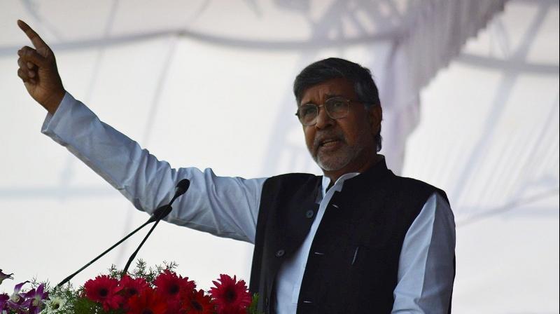 Kailash Satyarthi, speaking as chief guest at RSSs annual Vijayadashmi celebrations in Nagpur, said India may be a land of hundred problems, but it is also mother of over billion solutions. (Photo: Twitter | @RSSorg)