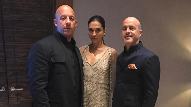 Vin Diesel, Deepika Padukone and D. J Caruso dressed in Indian attire. The film is releasing on January 13.