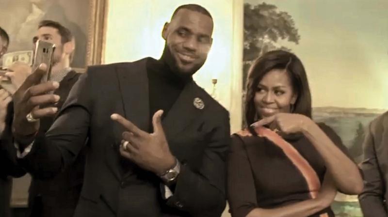 Michelle Obama and Lebron James mannequin challenge.