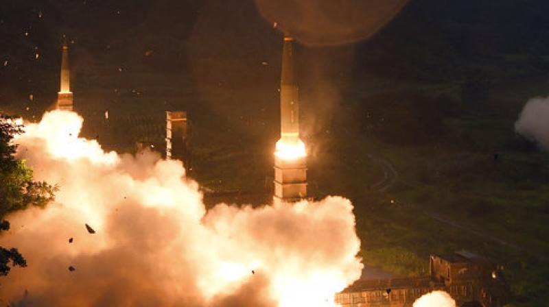 South Koreas Hyunmoo II Missile system fire missiles during the combined military exercise between the U.S. and South Korea against North Korea (Photo: AP)