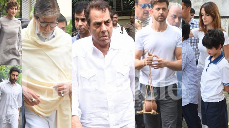 J Om Prakash funeral: Big B, Sonali & others attend Hrithiks grandpas last rite