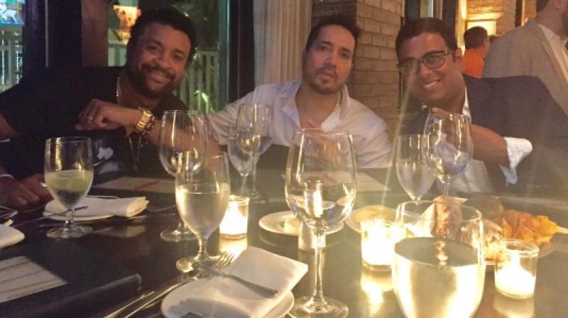 Mika Singh and Shaggy with a friend.