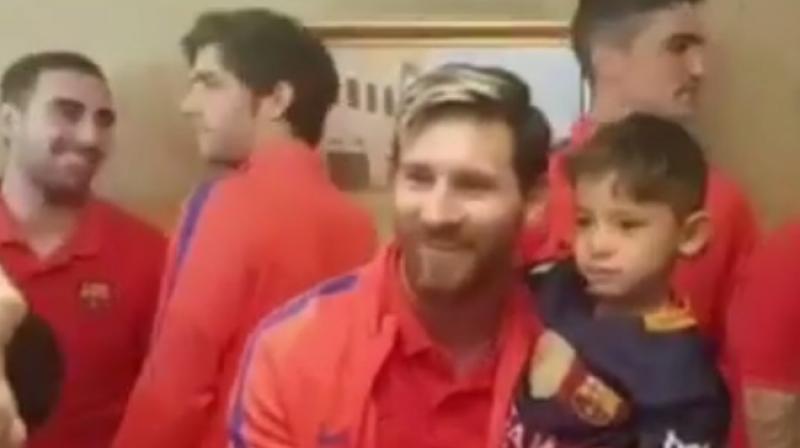 Murtaza Ahmadi met Lionel Messi in Doha, where the Spanish league champions are due to play a friendly match. (Photo: Screengrab)