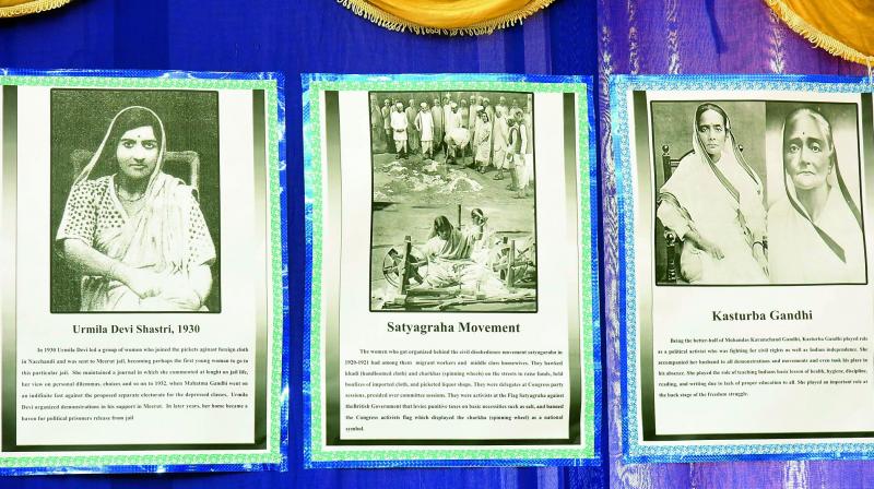 A few of the photographs on display at the Madar-e-Vatan ko Salam exhibition at the Maulana Azad National Urdu University