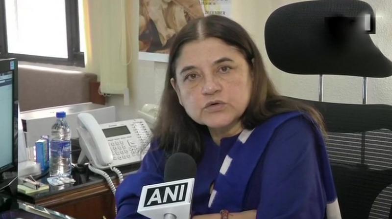 One always remembers the person who molested you and we have written to the Law Ministry that one should be allowed to complain without any time limit, Maneka Gandhi told reporters. (Photo: Twitter | ANI)