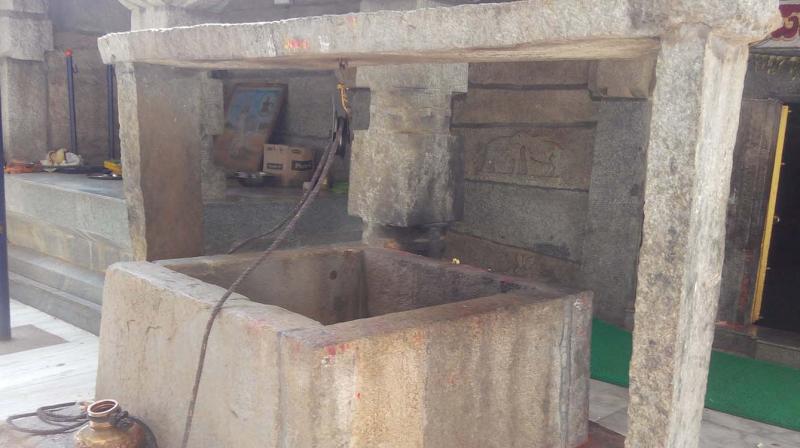 The well inside Nageshwara Temple at Nagara Navile village in Channarayapatna near Hassan  always has water in it (Photo: DC)