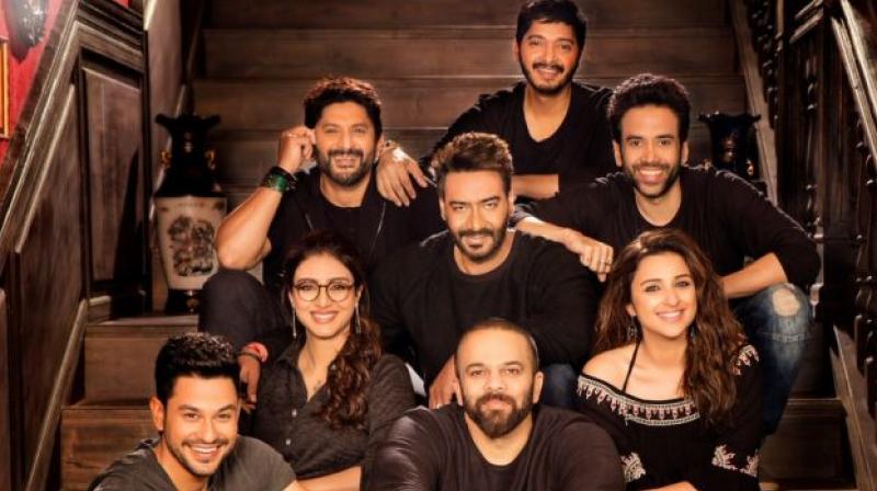 The team of Golmaal Again on the sets of the film.
