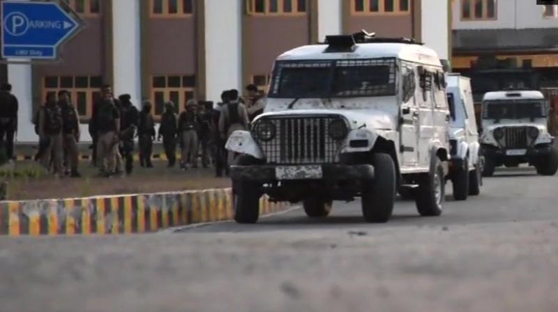 The terrorists opened fire at the police picket guarding the district court complex in Pulwama town in the early hours, a police spokesman said. (Photo: ANI/Twitter)