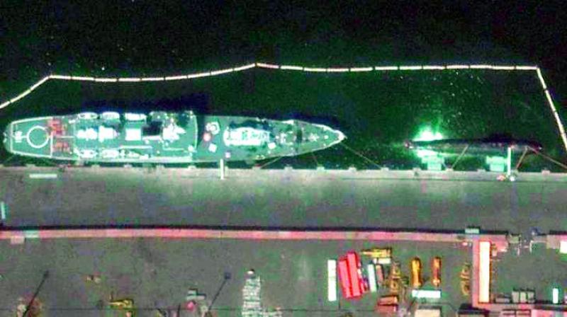 Satellite image of the nuclear-powered submarine docked at Karachi port in May last year. (Photo: via web)