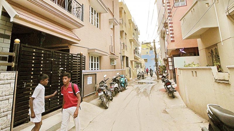 The narrow street at Kammanahalli where the girl was molested.