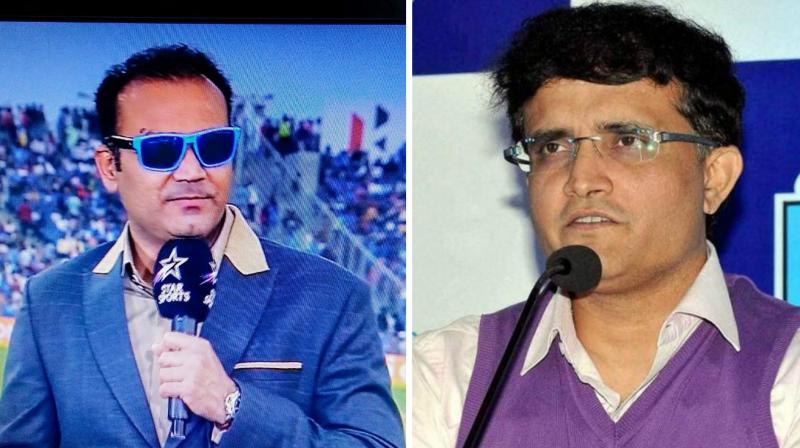 Virender Sehwag trolled Sourav Ganguly in the most peculiar way, calling the former Team India captain Chinese. (Photo: Twitter/ AFP)