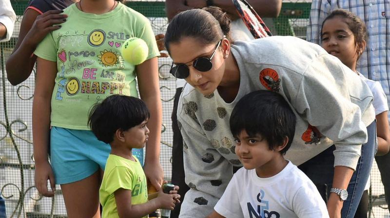 Sania Mirza at the launch of the SMTA Grassroot level Academy in Hyderabad. (Photo: PTI)