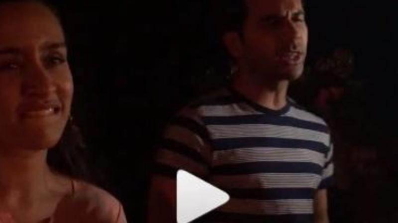 Screenshot from video of Shraddha Kapoor and Rajkummar Rao.
