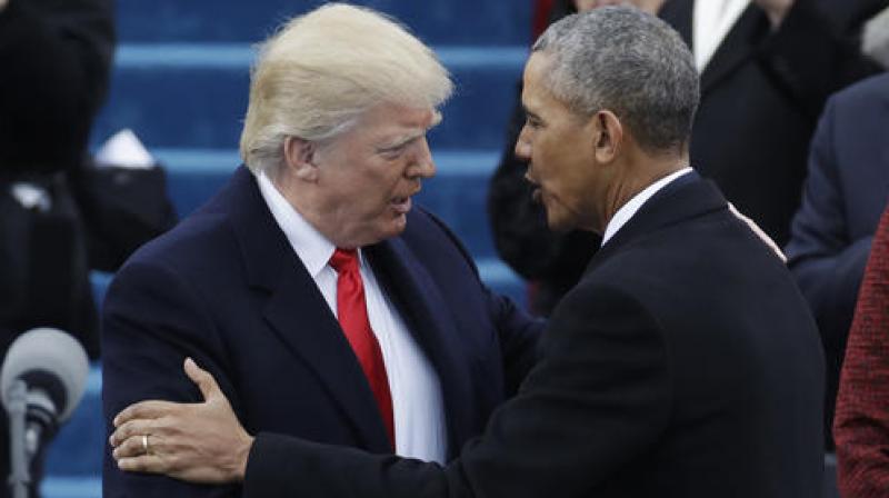 US President-elect Donald Trump shakes hands with President Obama before the 58th Presidential Inauguration.