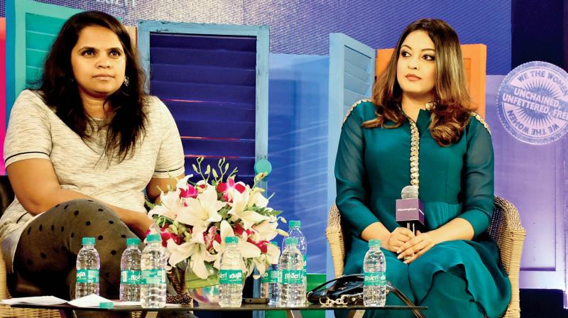 Sandhya Menon and actress Tanushree Dutta at a #metoo discussion in the city.