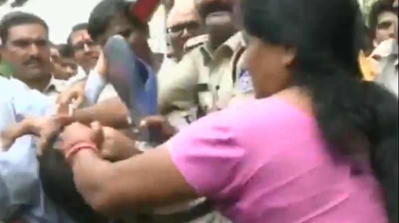 Women bystanders, angry over the hostage crisis, assaulted him with slippers. (Photo: ANI/Video screengrab)