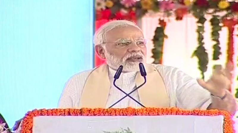 The Prime Minister said that the NDA government is working hard to improve condition of farmers and cited the recent increase in minimum support price for kharif crops and easy availability of fertilisers. (Photo: ANI/Twitter)