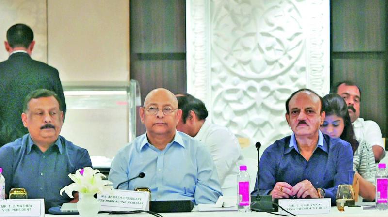 A file photo of BCCI officials (from left) T.C. Mathew, Amitabh Chaudhry and C.K. Khanna.