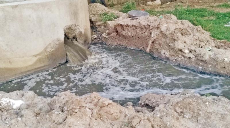 Untreated sewage being flushed into the lake.