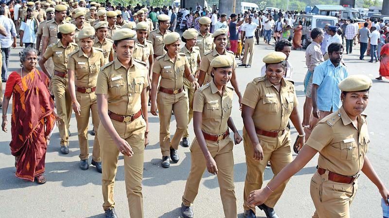 Police personnel at Jayalalithaas funeral. (Photo: DC)
