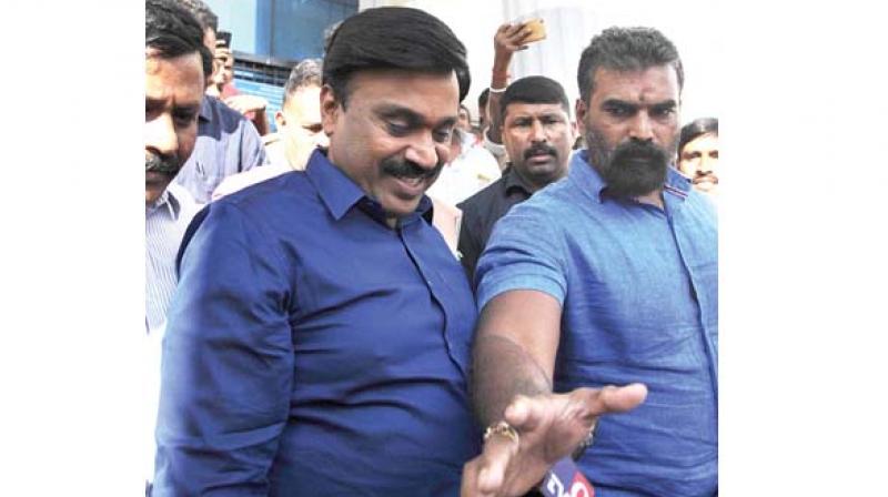 Mining baron G. Janardhan Reddy, who was arrested  in connection with the bribery case, at the Victoria Hospital in Bengaluru on Sunday for a health check-up  (Image DC)