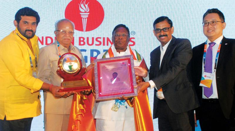 V.Narayanasamy at the Indian Business Congress awards function at Coimbatore.	(Photo:DC)