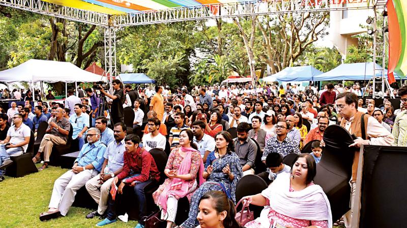 A huge crowd gathers on day one of Bangalore Literature Fest on Saturday (Image DC)