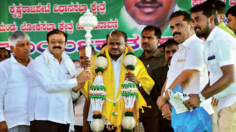 Chief Minister H.D. Kumaraswamy at an election rally at KR Pet  in Mandya Lok Sabha constituency on Saturday  (Photo:KPN)