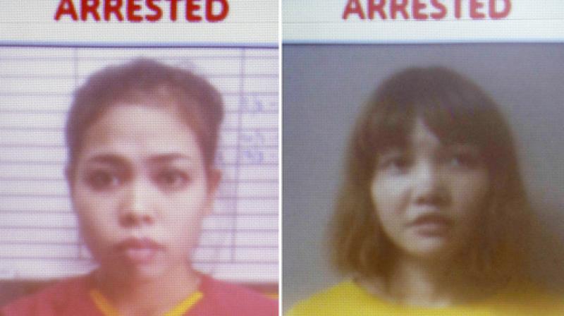 Detained Indonesian suspect Siti Aisyah, left, and detained Vietnamese suspect Doan Thi Huong. (Photo: AP)