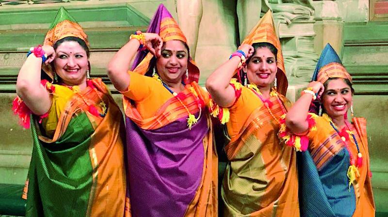 Rashmi Lakhapate, Sinjini Banerjee, Prasanthi Aripirala and Suvarchala Madireddy performing Mathuri dance at the House of Lords on World Day for Cultural Diversity for Dialogue and Development.