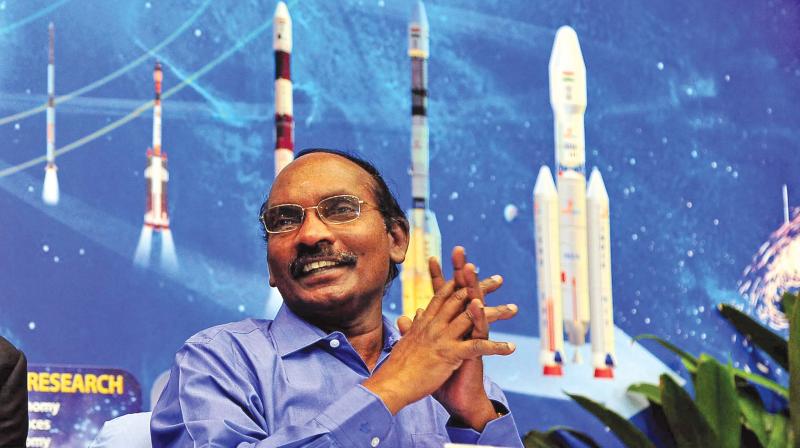 Dr K. Sivan, chairman, Isro, addresses a press conference in Bengaluru on  Friday. (DC)