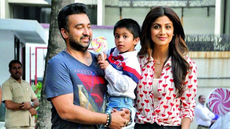 Raj and Shilpa Shetty Kundra with their son Viaan