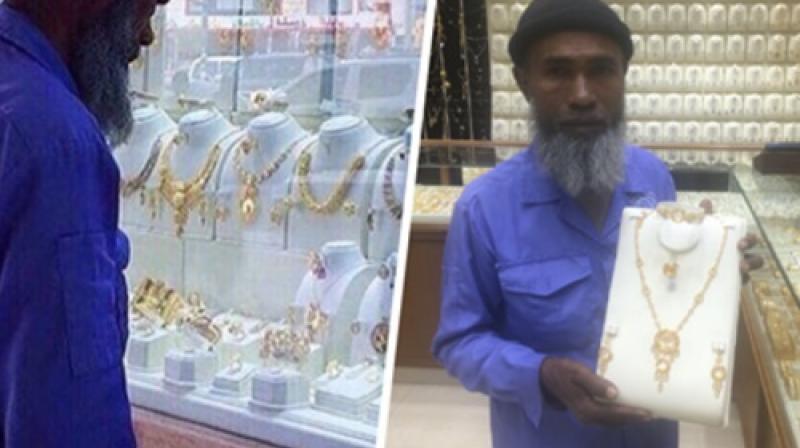 Nuzroul Abdulkareem was mocked for staring at a gold jewellery display. (Photo: Twitter)
