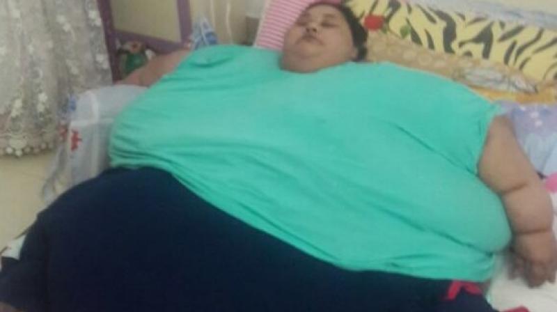 Iman Ahmad Abdulati, lives in Alexandria, Egypt and is likely to be the heaviest woman in the world. (Photo: Twitter/@DrMuffi)