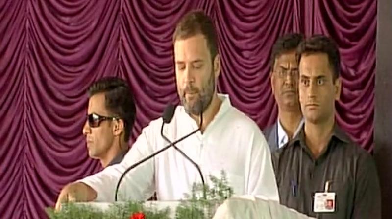 Rahul said he was proud that it is the Congress government that conceptualised Indira canteen. (Photo: ANI/Twitter)