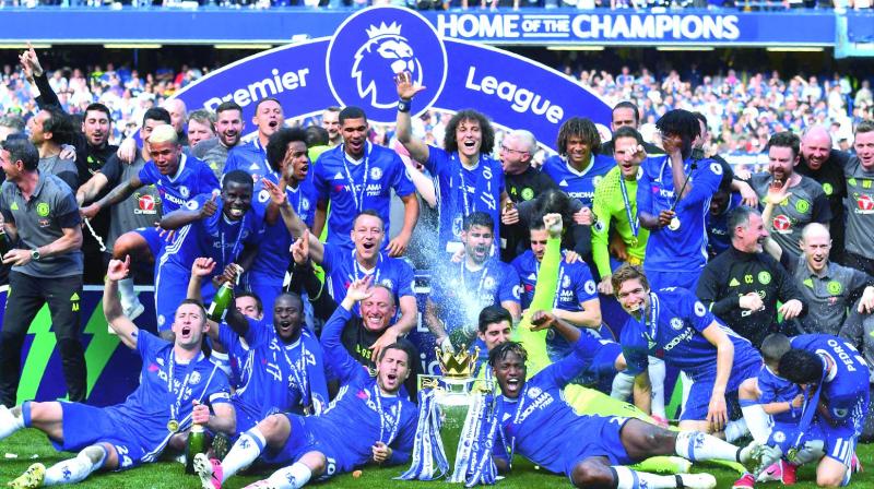 Plans of Chelseas boisterous celebrations, like they did after their EPL match against Sunderland at Stamford Bridge in London on May 21,  were scrapped following the death of 22 people in a suicide attack in Manchester. (Photo: AFP)