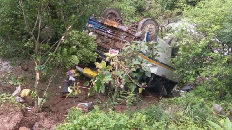 Two passengers died on the spot while the injured were rushed to a hospital in Rishikesh where the condition of five was stated to be serious. (Photo: Twitter | @ANI)