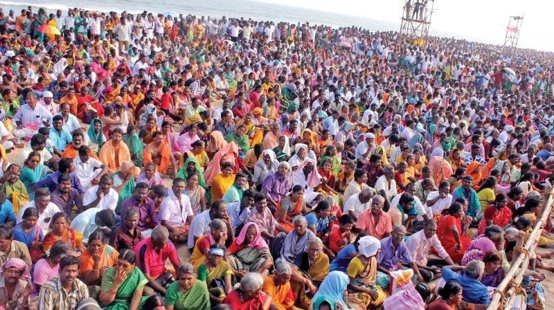 Over five lakh devotees witnessed the Soorasamharam event on the sixth day of the Kanda Sashti festival on Tuesday at Tiruchendur - the second abode of Lord Muruga. 	Image: DC