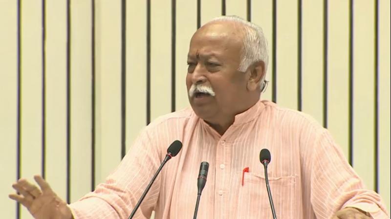On first day of conclave, Bhavishya Ka Bharat -- An RSS Perspective, Sangh chief Mohan Bhagwat said the event was being organised so that people could understand the organisation. (Photo: Twitter screengrab | @RSSorg)
