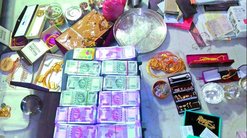 The assets seized by ACB officials from B.T.V. Rama Raos residence in Visakhapatnam on Wednesday . (Photo: DC)