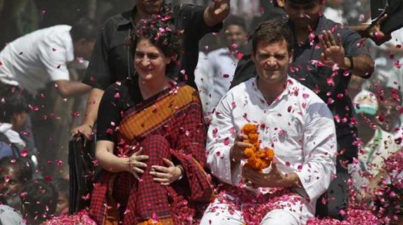 Priyanka Gandhi with her brother and Congress Vice President Rahul Gandhi. (Photo: ANI/Twitter)