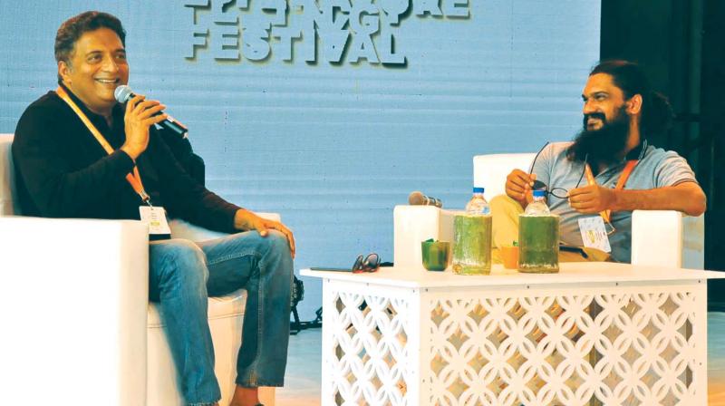 Actor Prakash Raj and director Sanal Kumar Sasidharan at the KLF.