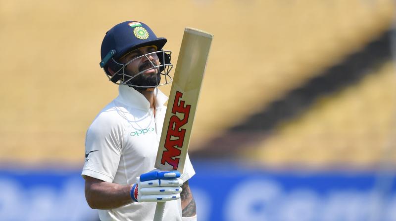 After Prithvi Shaws pehnomenal ton on debut on day one, skipper Kohli (139) and Jadeja (100 not out) made hundreds as India put up a mammoth 649 for nine in their first innings before declaring at tea. (Photo: AFP)