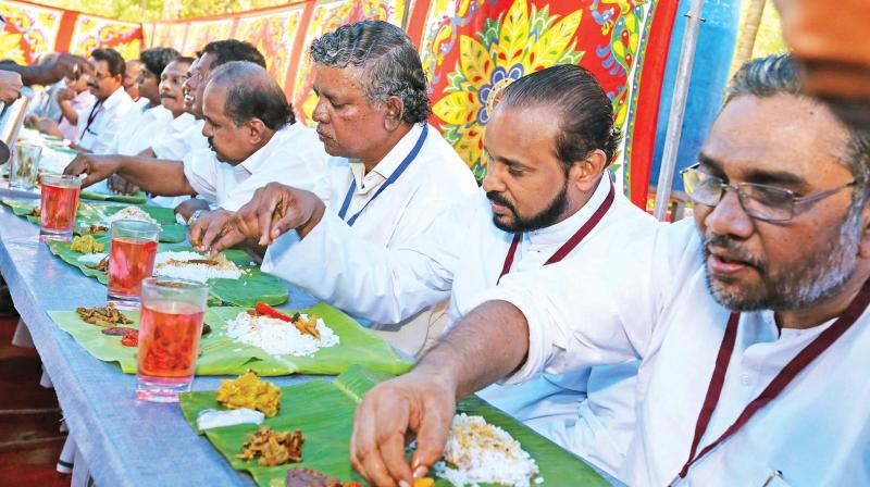 A view from the inter-dining held as part of the centenary celebration at Cherai organised by Sahodaran Ayyapan Smaraka Samithy. (Photo: DC)