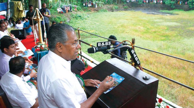 Chief Minister Pinarayi Vijayan addresses the meet at Puthencruz on monday.