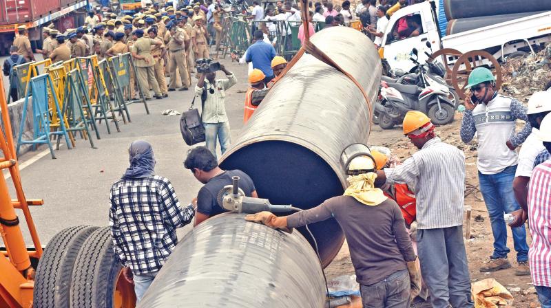 Fishermen of more than six villages protesting against the CPCL pipeline project	(Photo: DC)