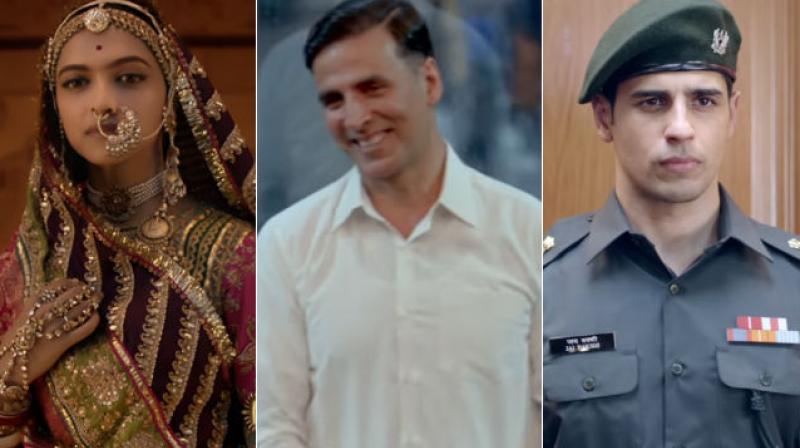 A still from Padmaavat, Padman and Aiyaary.