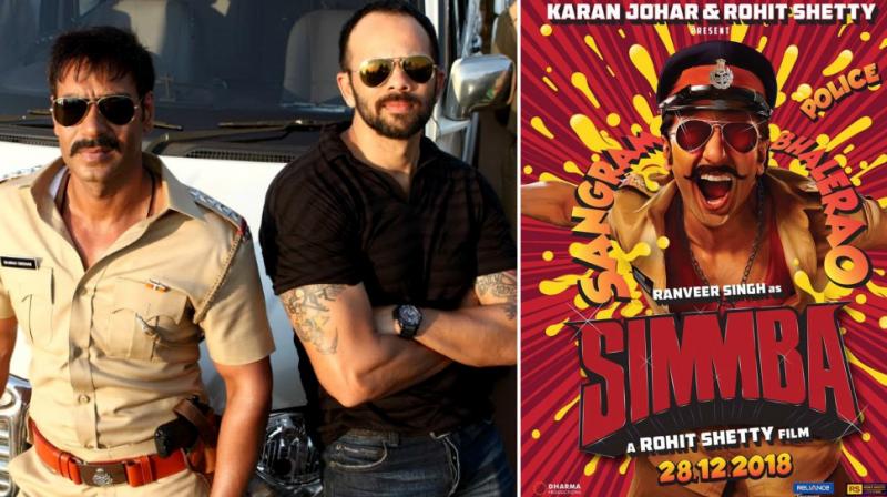 Ajay Devgn and Rohit Shetty in Singham, Simmba poster.