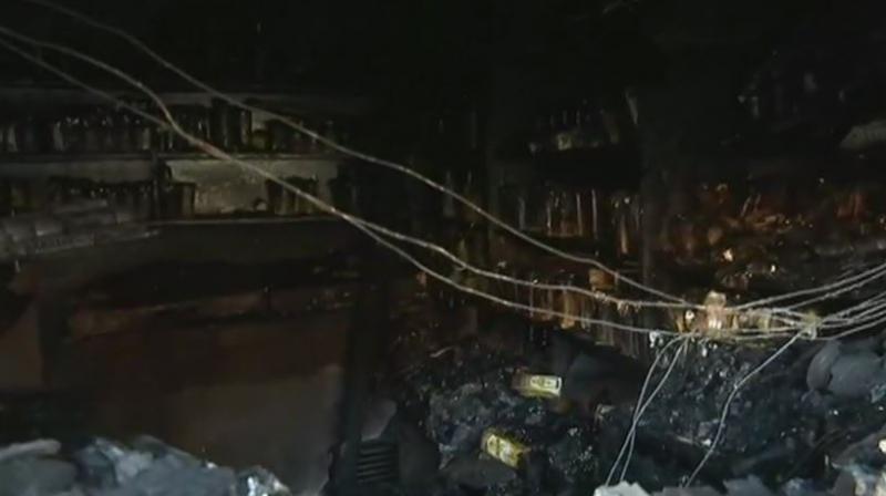5 people died after fire broke out at Kailash bar and restaurant located at the ground floor of Kumbaara Sangha building on Monday morning. (Photo: ANI)