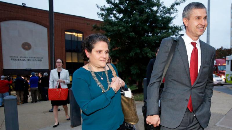 Nicole P. Eramo, a former associate dean of students at the University of Virginia who said a Rolling Stone article depicted her as the chief villain of the story, leaving the courthouse in Charlottesville. (Photo: AP)